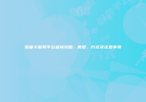 流量卡服务平台查询攻略：类型、方式及注意事项