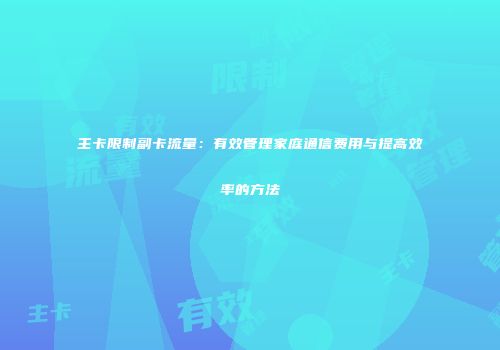 主卡限制副卡流量：有效管理家庭通信费用与提高效率的方法