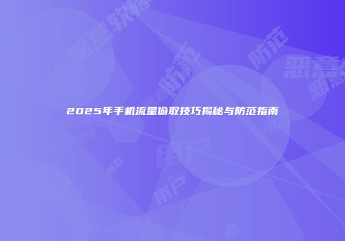 2025年手机流量偷取技巧揭秘与防范指南