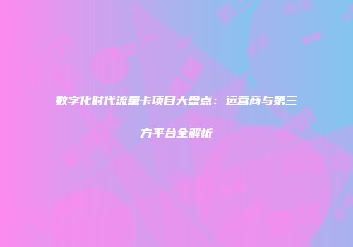 数字化时代流量卡项目大盘点：运营商与第三方平台全解析