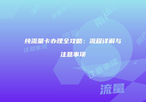纯流量卡办理全攻略：流程详解与注意事项
