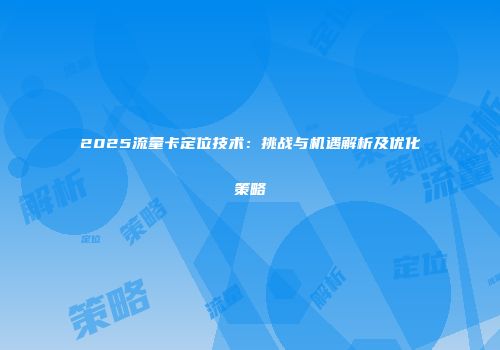 2025流量卡定位技术：挑战与机遇解析及优化策略