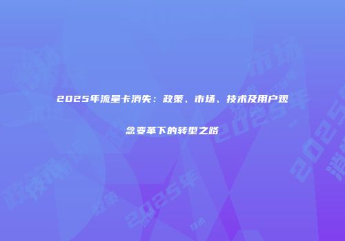 2025年流量卡消失:政策、市场、技术及用户观念变革下的转型之路