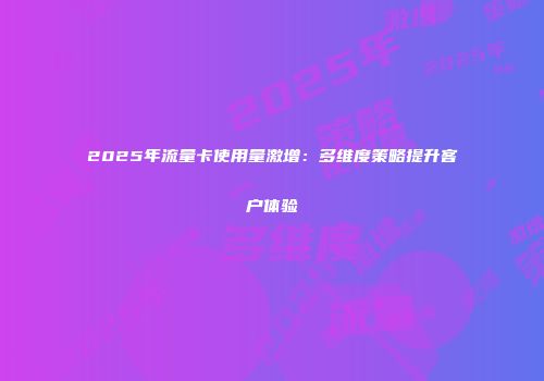 2025年流量卡使用量激增：多维度策略提升客户体验