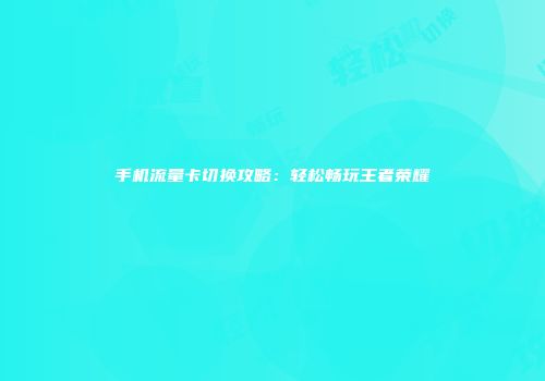 手机流量卡切换攻略：轻松畅玩王者荣耀