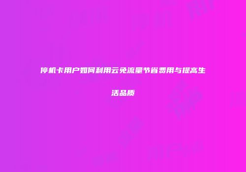 停机卡用户如何利用云免流量节省费用与提高生活品质
