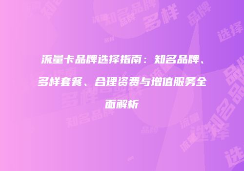 流量卡品牌选择指南:知名品牌、多样套餐、合理资费与增值服务全面解析