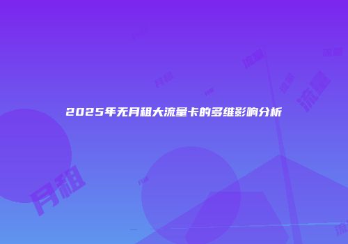 2025年无月租大流量卡的多维影响分析