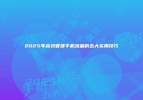 2025年高效管理手机流量的五大实用技巧