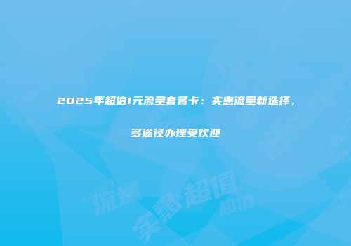 2025年超值1元流量套餐卡：实惠流量新选择，多途径办理受欢迎