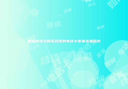 如何挑选与购买合适的电话卡套餐流量指南