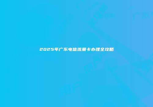 2025年广东电信流量卡办理全攻略