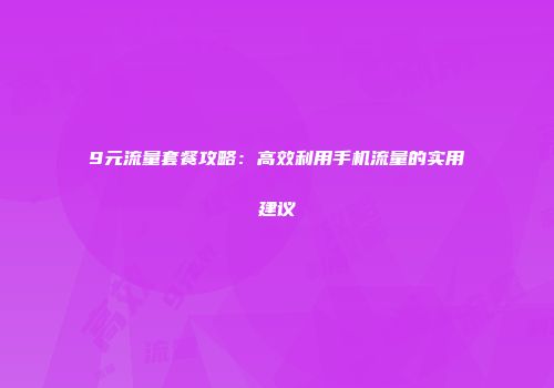 9元流量套餐攻略：高效利用手机流量的实用建议