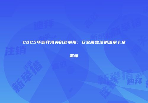 2025年迪拜海关创新举措:安全高效注销流量卡全解析