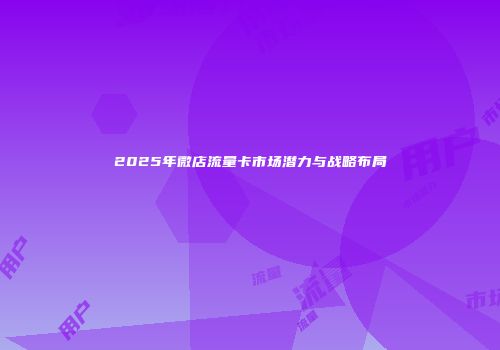 2025年微店流量卡市场潜力与战略布局