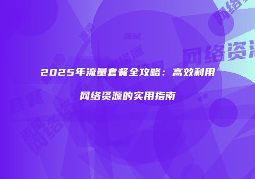 2025年流量套餐全攻略：高效利用网络资源的实用指南