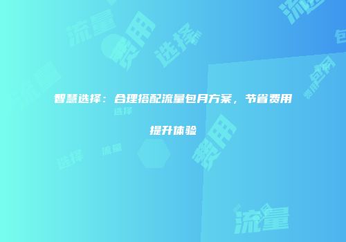 智慧选择:合理搭配流量包月方案,节省费用提升体验
