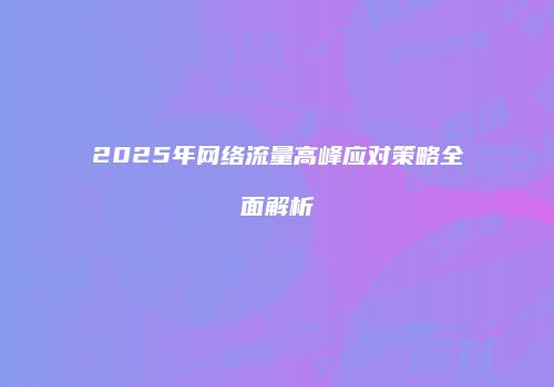 2025年网络流量高峰应对策略全面解析