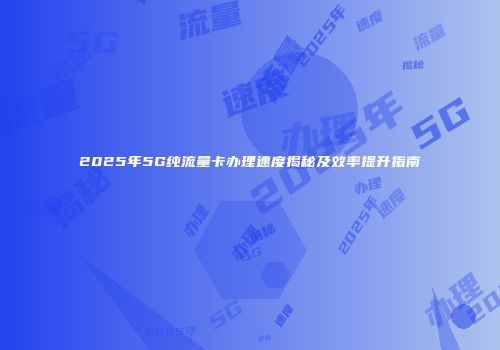 2025年5G纯流量卡办理速度揭秘及效率提升指南