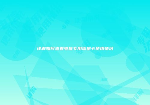 详解如何查看电信专用流量卡使用情况