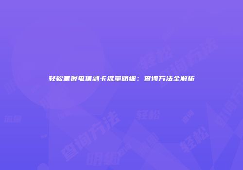 轻松掌握电信副卡流量明细：查询方法全解析