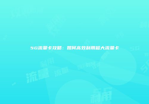 5G流量卡攻略:如何高效利用超大流量卡