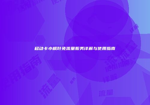 移动卡小枫叶免流量服务详解与使用指南