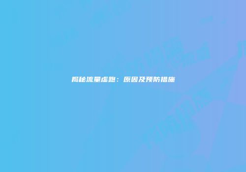 揭秘流量虚跑：原因及预防措施