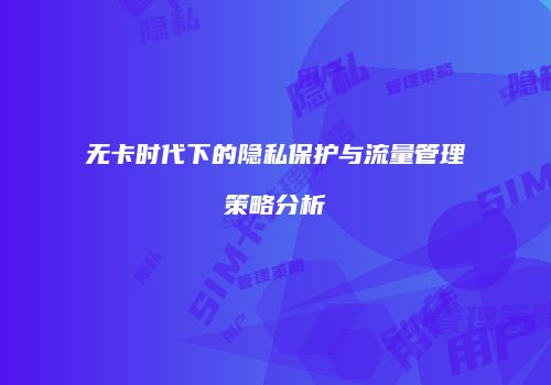 无卡时代下的隐私保护与流量管理策略分析