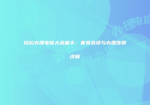 轻松办理电信大流量卡：套餐选择与办理步骤详解