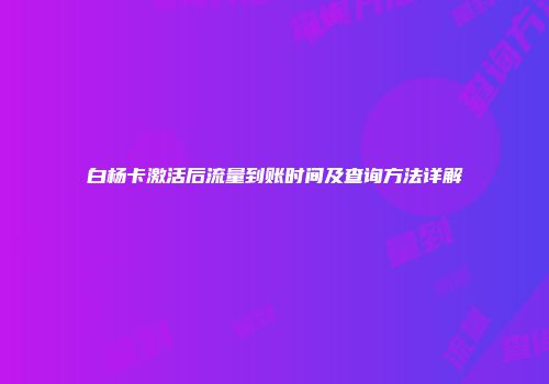 白杨卡激活后流量到账时间及查询方法详解