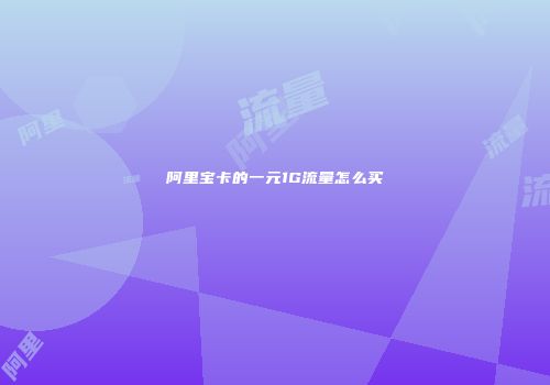 阿里宝卡的一元1G流量怎么买