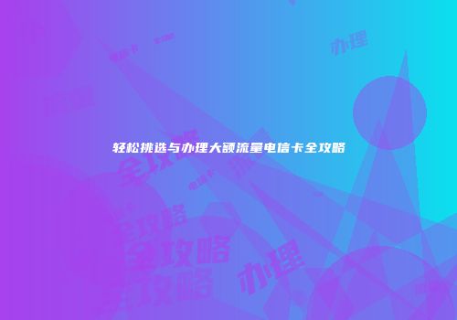轻松挑选与办理大额流量电信卡全攻略