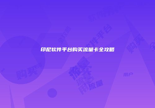 印尼软件平台购买流量卡全攻略