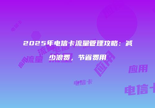2025年电信卡流量管理攻略：减少浪费，节省费用