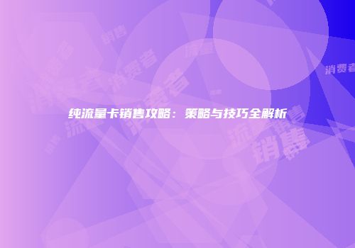 纯流量卡销售攻略：策略与技巧全解析