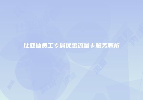 比亚迪员工专属优惠流量卡服务解析