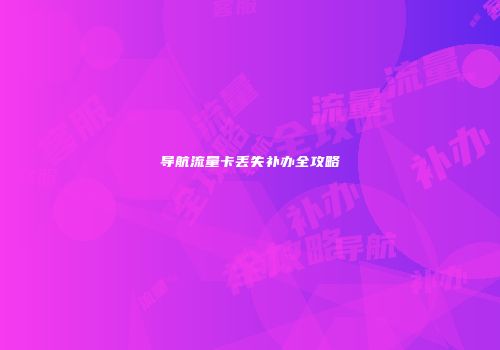 导航流量卡丢失补办全攻略