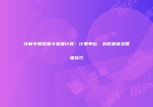 详解专用流量卡流量计算：计费单位、消耗速度及管理技巧