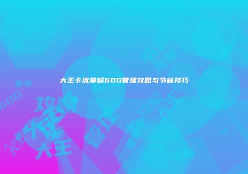 大王卡流量超60G管理攻略与节省技巧