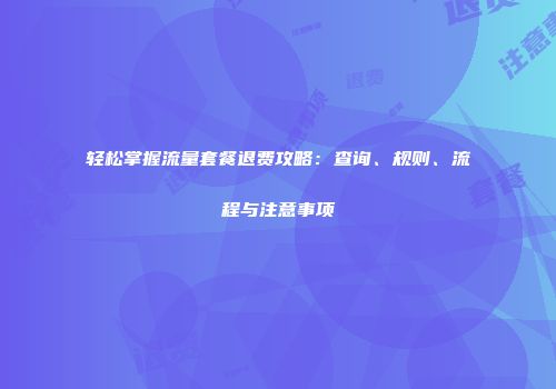 轻松掌握流量套餐退费攻略：查询、规则、流程与注意事项
