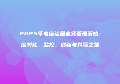 2025年电信流量套餐管理策略：定制化、监控、创新与共赢之路