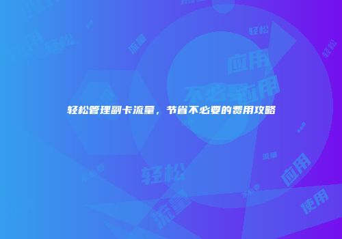 轻松管理副卡流量,节省不必要的费用攻略