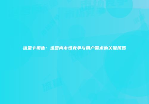 流量卡销售：运营商市场竞争与用户需求的关键策略