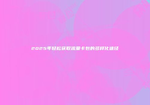 2025年轻松获取流量卡包的多样化途径