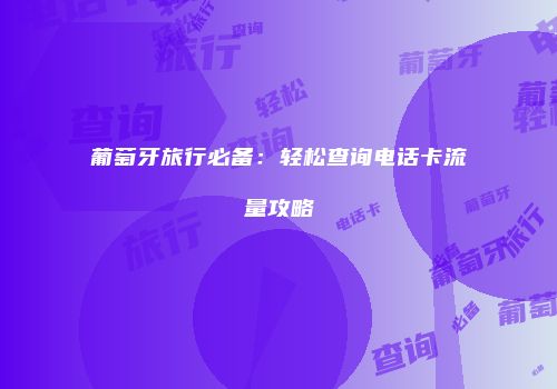 葡萄牙旅行必备:轻松查询电话卡流量攻略