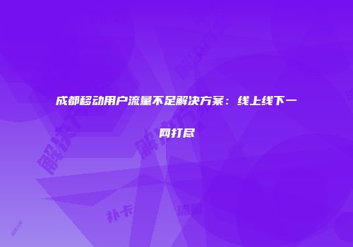 成都移动用户流量不足解决方案:线上线下一网打尽