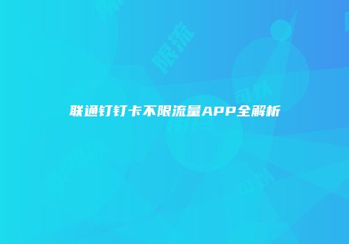 联通钉钉卡不限流量APP全解析