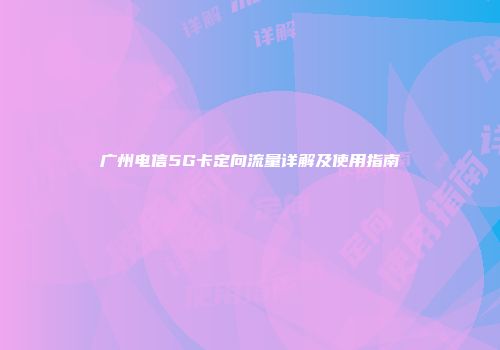 广州电信5G卡定向流量详解及使用指南