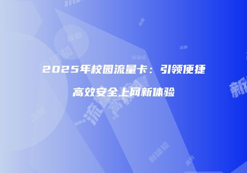 2025年校园流量卡：引领便捷高效安全上网新体验